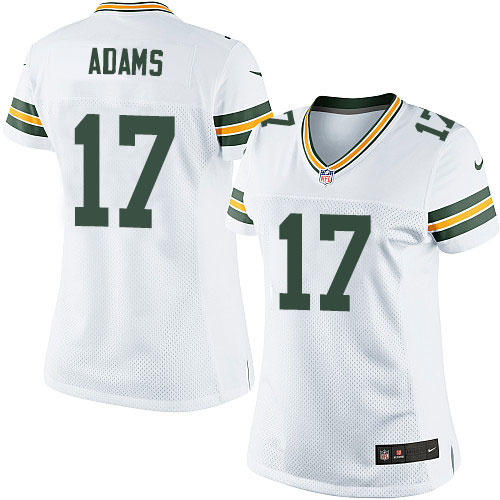 Women's Elite Davante Adams Nike Jersey White Road - #17 NFL Green Bay Packers